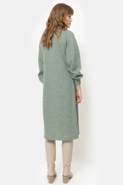 Fashion Kaki E Gebreide Jurk Met Lange Pofmouwen Dames Jurken