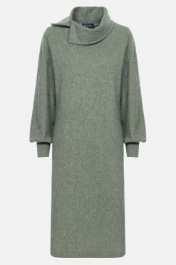 Fashion Kaki E Gebreide Jurk Met Lange Pofmouwen Dames Jurken