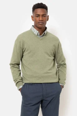 Cheap Kaki E Herentrui Met V-Hals En Lange Mouw Heren Sweaters & Cardigans
