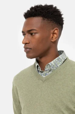 Cheap Kaki E Herentrui Met V-Hals En Lange Mouw Heren Sweaters & Cardigans