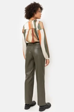 Fashion Kaki Gestreepte Blouse Met Lange Mouwen Dames Blouses