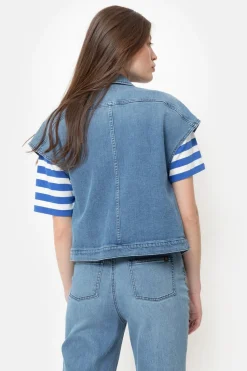 Sale Kort Jeans Jasje Zonder Mouwen Dames Jassen & Blazers