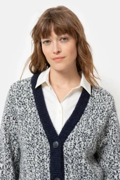 Sale Korte Beige Cardigan Met Effen Boorden Dames Truien & Cardigans