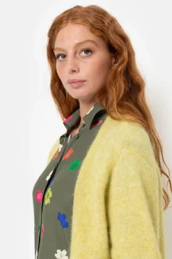 Best Korte Geel E Cardigan Met V-Hals En Knopen Dames Truien & Cardigans