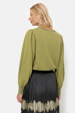 Best Korte Groene Pull Met Boothals En Pofmouw Dames Truien & Cardigans