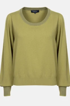 Best Korte Groene Pull Met Boothals En Pofmouw Dames Truien & Cardigans