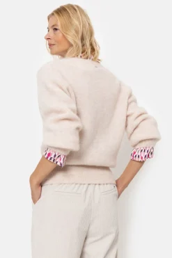 Hot Korte Lichtbeige Cardigan Met V-Hals En Knopen Dames Truien & Cardigans