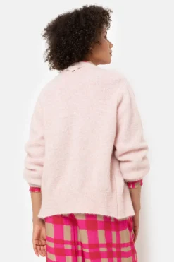 Hot Korte Lichtroze Cardigan Met V-Hals En Knopen Dames Truien & Cardigans