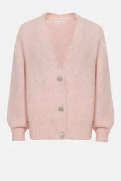 Hot Korte Lichtroze Cardigan Met V-Hals En Knopen Dames Truien & Cardigans
