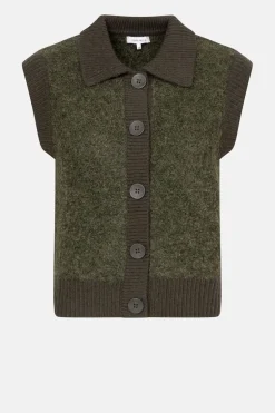 Cheap Korte Mouwloze Cardigan Met Grote Knopen Dames Truien & Cardigans