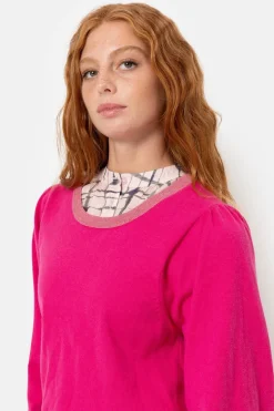 Best Sale Korte Roze Pull Met Boothals En Pofmouw Dames Truien & Cardigans