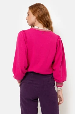 Best Sale Korte Roze Pull Met Boothals En Pofmouw Dames Truien & Cardigans
