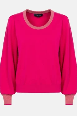 Best Sale Korte Roze Pull Met Boothals En Pofmouw Dames Truien & Cardigans