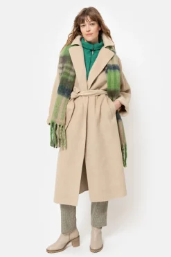 Cheap Lange Beige Mantel Met Overslag En Ceintuur Dames Jassen & Blazers