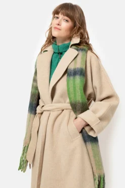 Cheap Lange Beige Mantel Met Overslag En Ceintuur Dames Jassen & Blazers