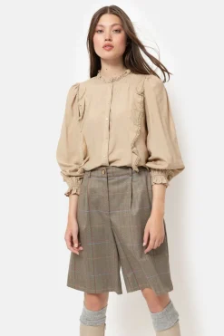 Hot Licht E Blouse Met Franjes En Broderie Dames Blouses