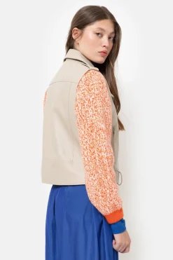 New Licht Mouwloos Jack Met Lederlook Dames Jassen & Blazers