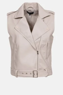 New Licht Mouwloos Jack Met Lederlook Dames Jassen & Blazers