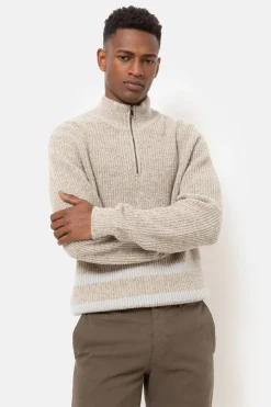 Sale Lichtbruine Herentrui Met Opstaande Ritskraag Heren Sweaters & Cardigans
