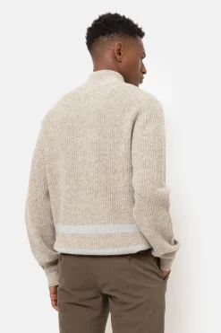 Sale Lichtbruine Herentrui Met Opstaande Ritskraag Heren Sweaters & Cardigans