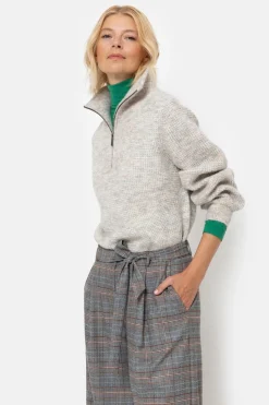 Best Sale Lichtgrijze Dames Sweater Met Ritskraag Dames Truien & Cardigans