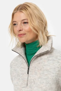Best Sale Lichtgrijze Dames Sweater Met Ritskraag Dames Truien & Cardigans