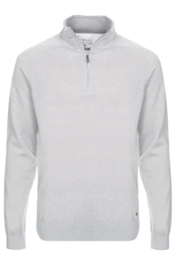 Outlet Lichtgrijze Heren Trui Met Opstaande Kraag En Rits Heren Sweaters & Cardigans