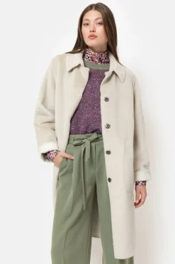 Clearance Lichtgrijze Omkeerbare Jas In Kunstbont En Suede Dames Jassen & Blazers
