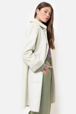Clearance Lichtgrijze Omkeerbare Jas In Kunstbont En Suede Dames Jassen & Blazers