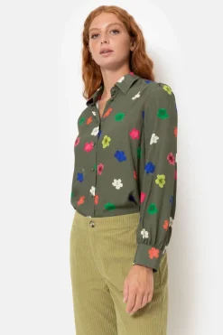 Store Mosgroene Loose Fit Broek Met Rechte Pijpen Dames Broeken & Jeans