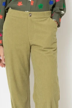 Store Mosgroene Loose Fit Broek Met Rechte Pijpen Dames Broeken & Jeans