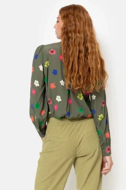 Store Mosgroene Loose Fit Broek Met Rechte Pijpen Dames Broeken & Jeans