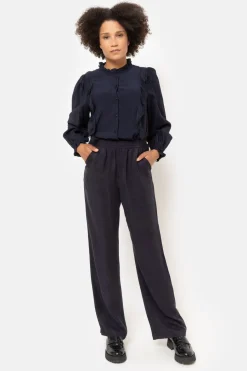 Shop Navy E Broek Met Losse, Rechte Broekspijpen Dames Broeken & Jeans