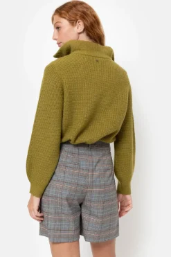Flash Sale Olijf E Dames Sweater Met Ritskraag Dames Truien & Cardigans