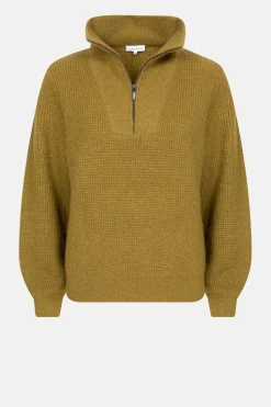 Flash Sale Olijf E Dames Sweater Met Ritskraag Dames Truien & Cardigans