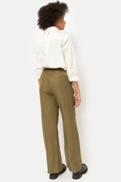 Best Olijfgroene Broek Met Losse, Rechte Broekspijpen Dames Broeken & Jeans