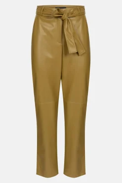 Cheap Olijfgroene Tapered Broek Met Lederlook Dames Broeken & Jeans