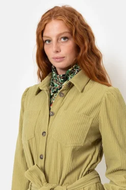 Best Sale Olijfgroene Velours Jumpsuit Met Lange Mouwen Dames Broeken & Jeans