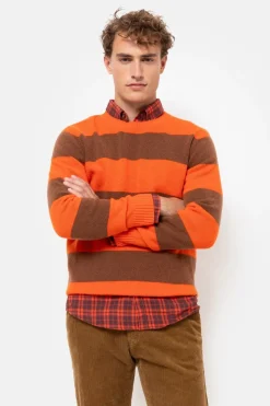 Best Oranje Gestreepte Trui Met Ronde Hals Heren Sweaters & Cardigans
