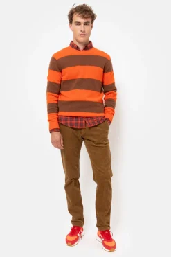 Best Oranje Gestreepte Trui Met Ronde Hals Heren Sweaters & Cardigans