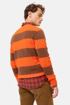 Best Oranje Gestreepte Trui Met Ronde Hals Heren Sweaters & Cardigans