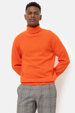 Cheap Oranje Pullover Met Rolkraag En Lange Mouwen Heren Sweaters & Cardigans