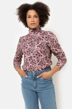 Fashion Paars-Groene Gebloemde Sous-Pull Voor Dames Dames T-Shirts & Tops