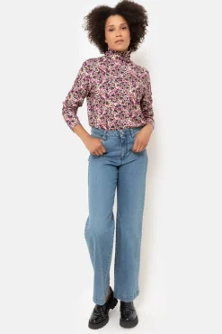 Fashion Paars-Groene Gebloemde Sous-Pull Voor Dames Dames T-Shirts & Tops