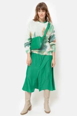 Best Sale Pull Met Ronde Hals En Groene Bloemenprint Dames Truien & Cardigans