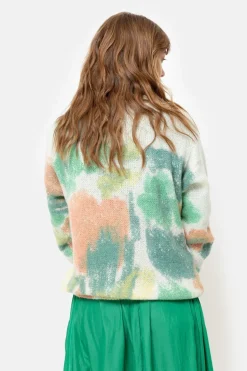 Best Sale Pull Met Ronde Hals En Groene Bloemenprint Dames Truien & Cardigans