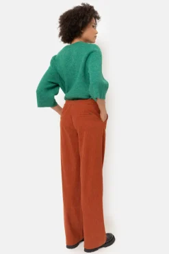 Flash Sale Roestbruine Loose Fit Broek Met Rechte Pijpen Dames Broeken & Jeans
