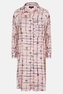 Clearance Roze Geruite Blousejurk Met Lange Mouwen Dames Jurken
