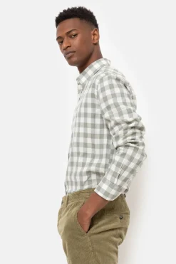Outlet Slim Fit Mannenhemd Met Ecru En E Ruiten Heren Hemden