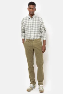 Outlet Slim Fit Mannenhemd Met Ecru En E Ruiten Heren Hemden